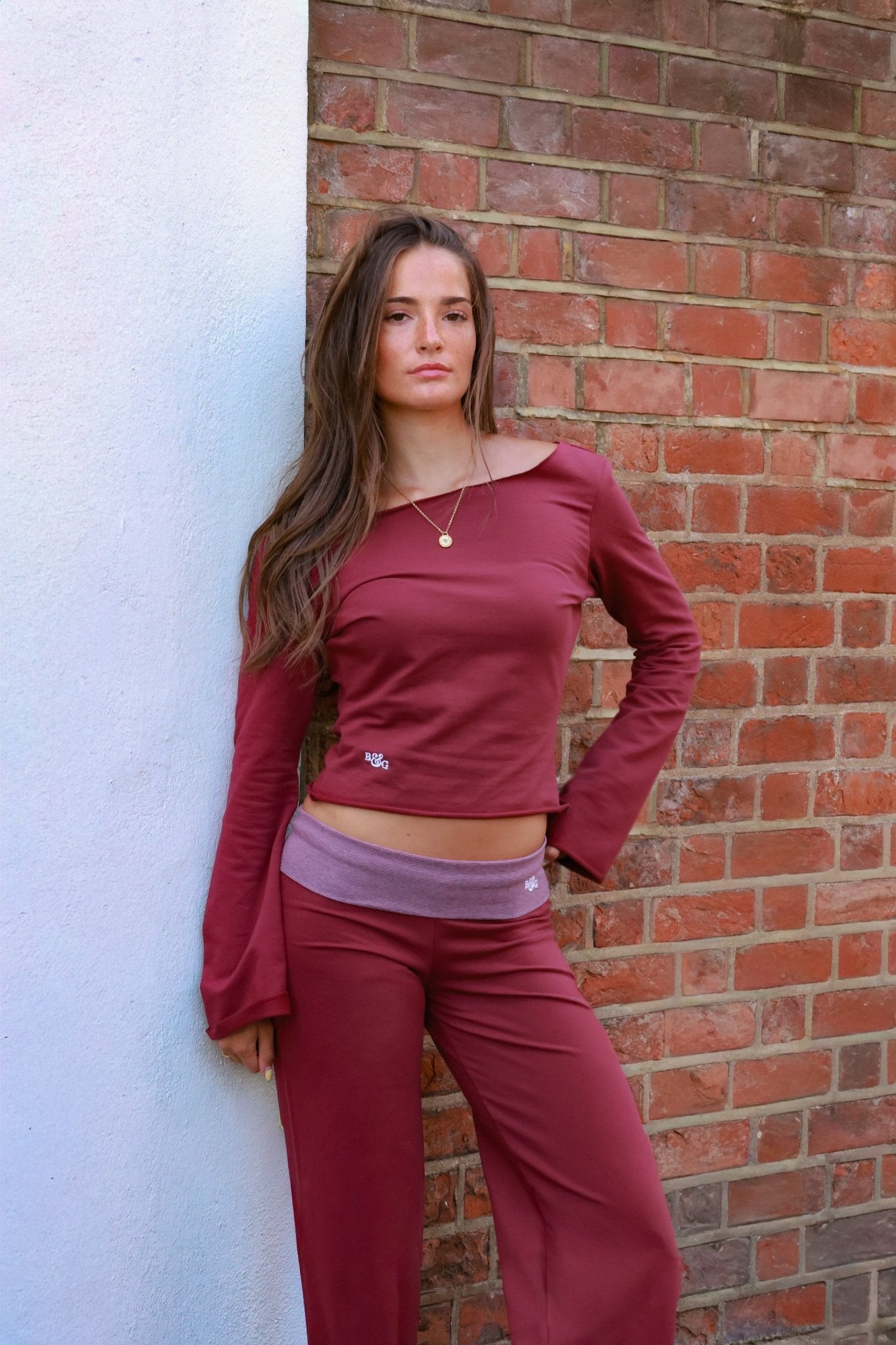 Etalie Off-Shoulder Top - Bordeaux / White Embroidery - Babble & Goose