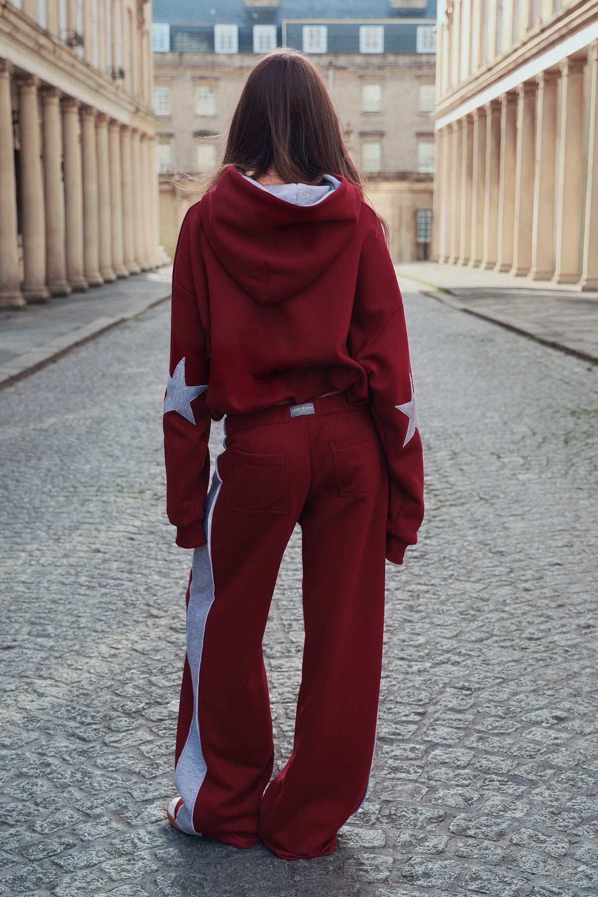 The Daisy Hoodie - Bordeaux & Light Grey Melange Jersey
