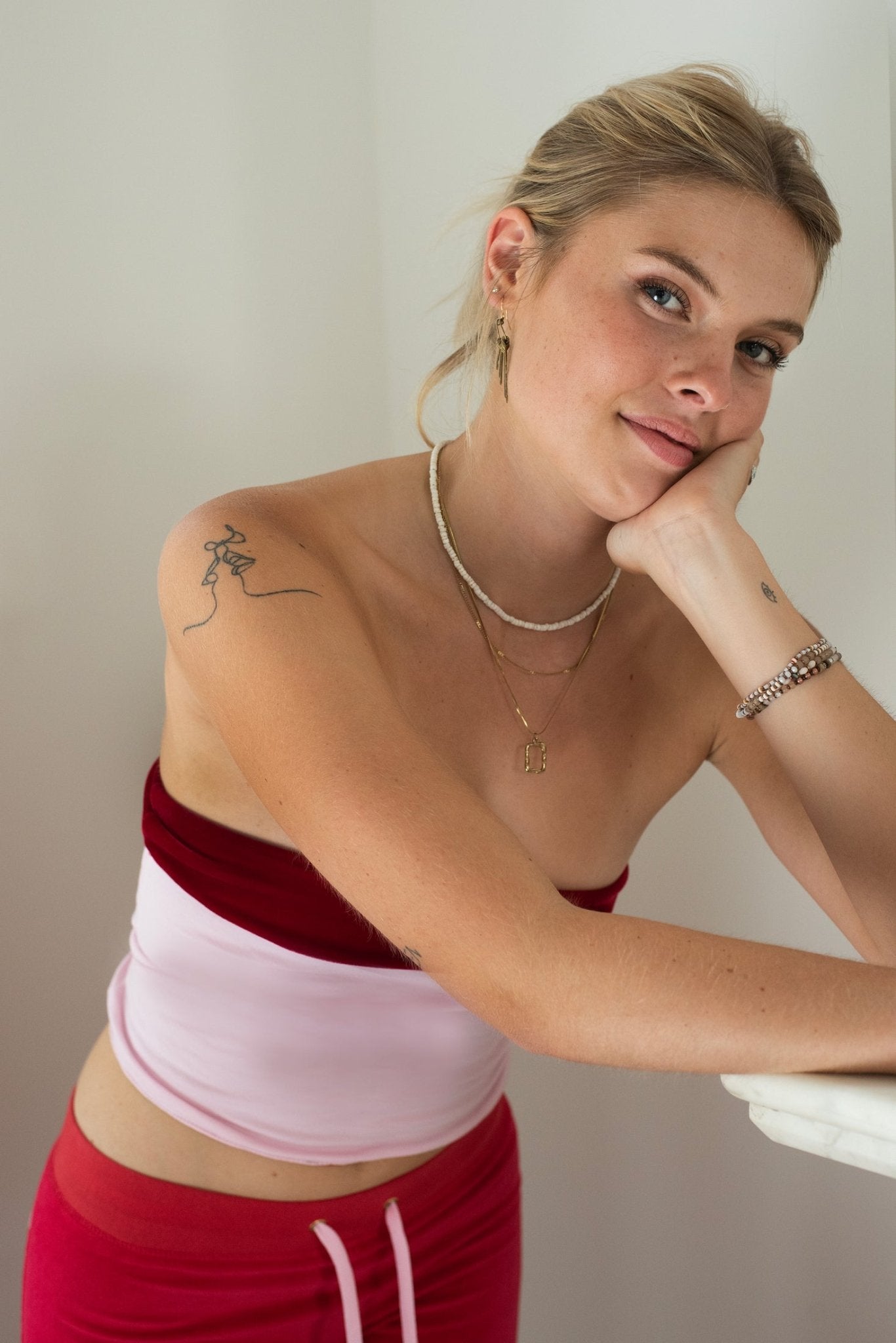 India Bandeau Scarlet / Pale Pink - Babble & Goose