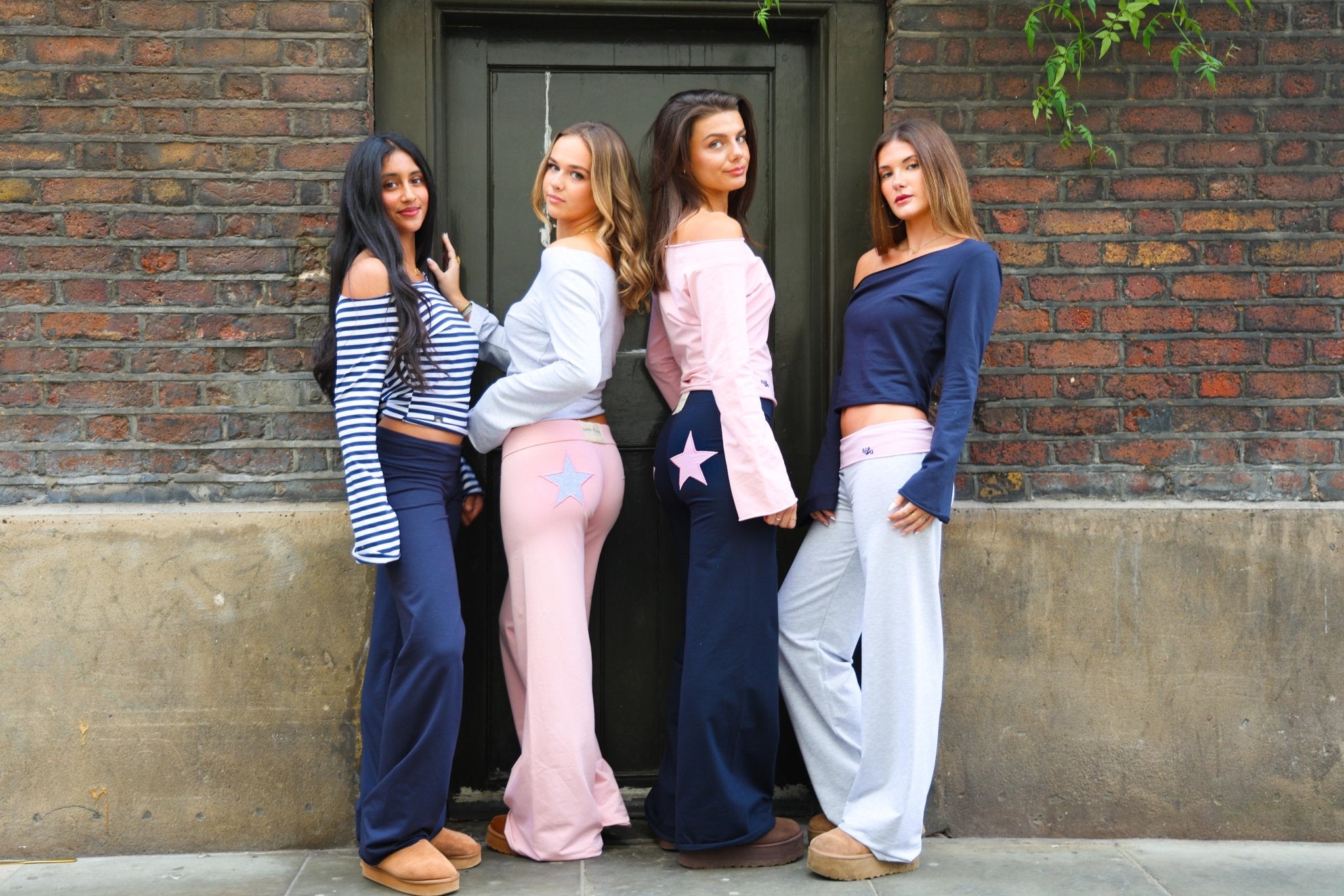 Jersey Stars Contrast Joggers Pale Pink/Light Grey - Babble & Goose