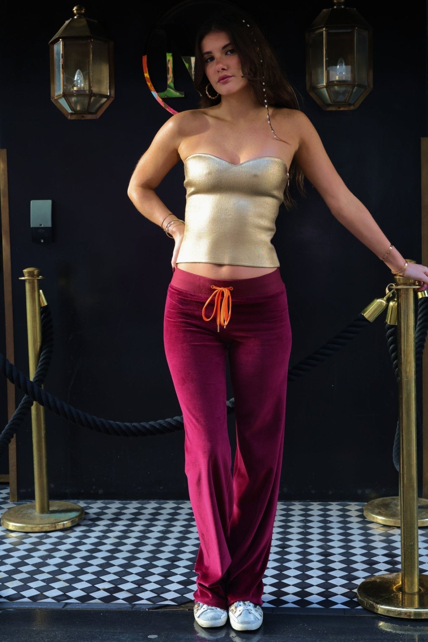 Leila Leopard Star Joggers - Bordeaux/Orange - Babble & Goose