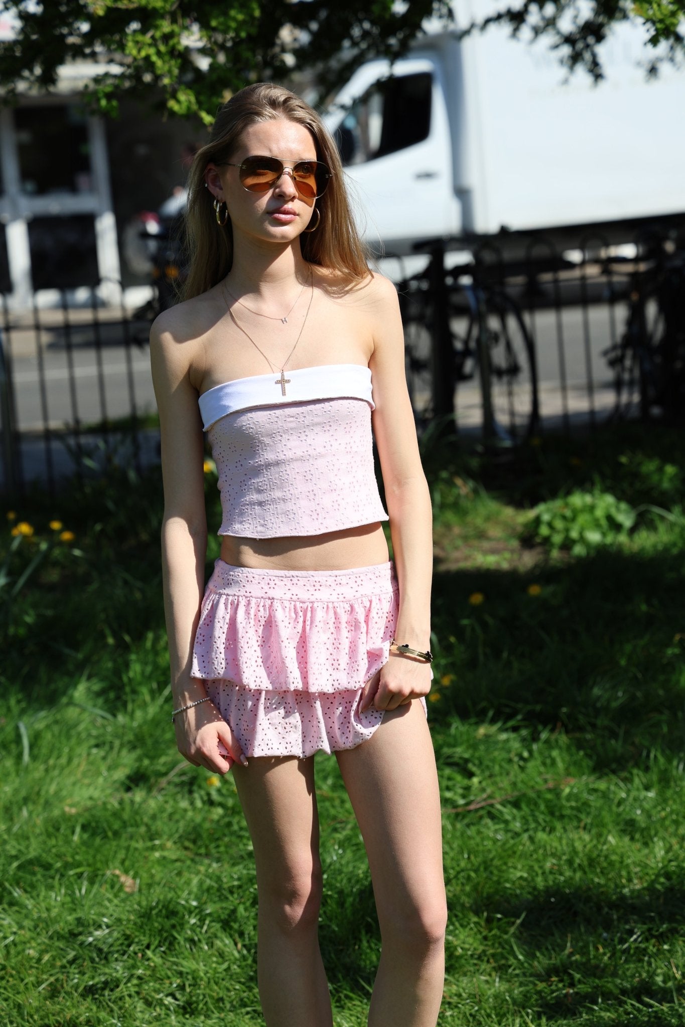 Lily Embroidered Bandeau - Pale Pink - Babble & Goose