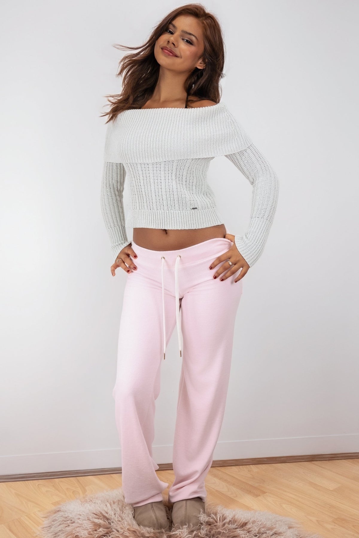 Rosa Pale Pink Velor Joggers - Babble & Goose