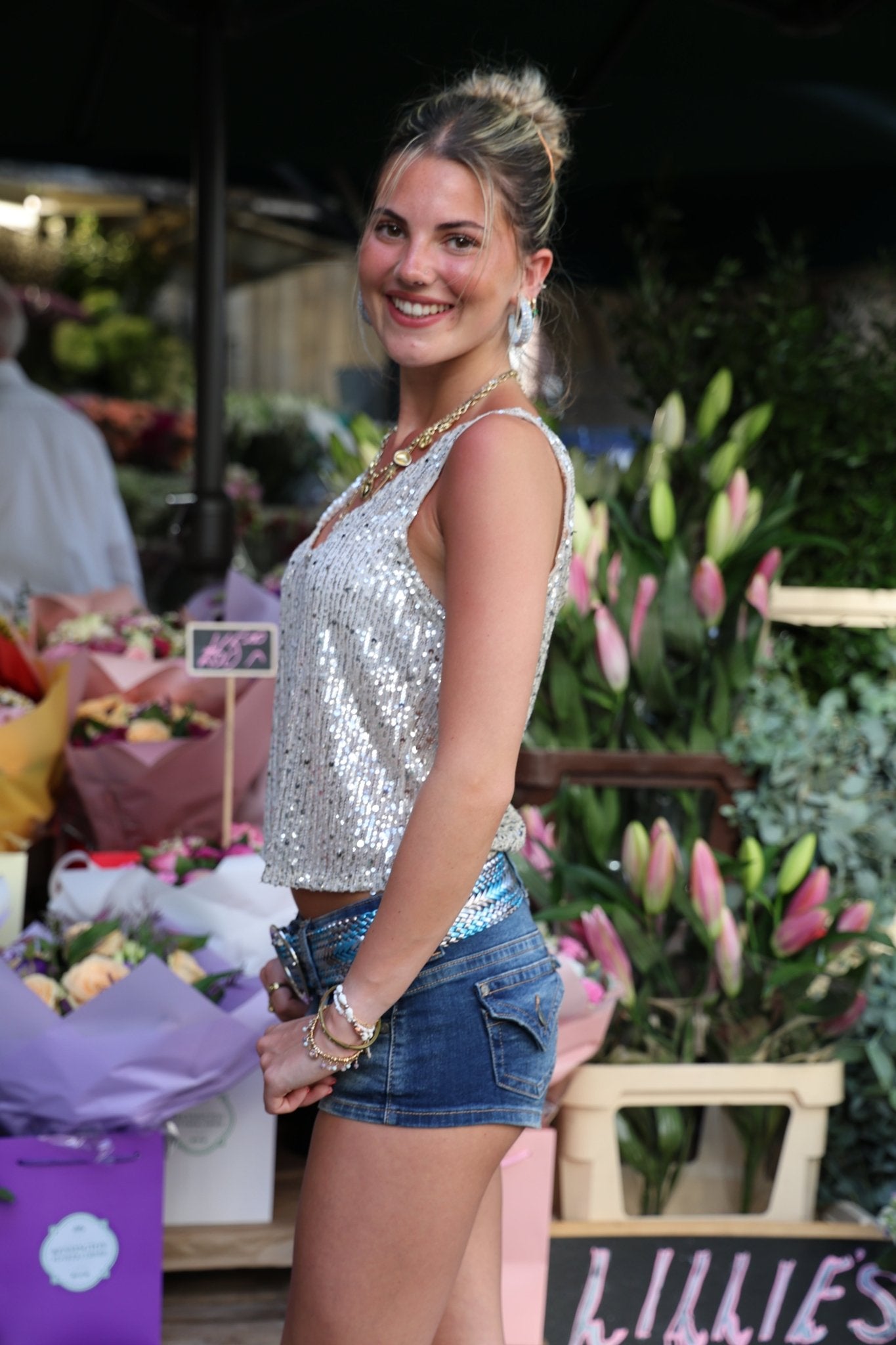 Rosa Sequin Vest Top - Champagne - Babble & Goose