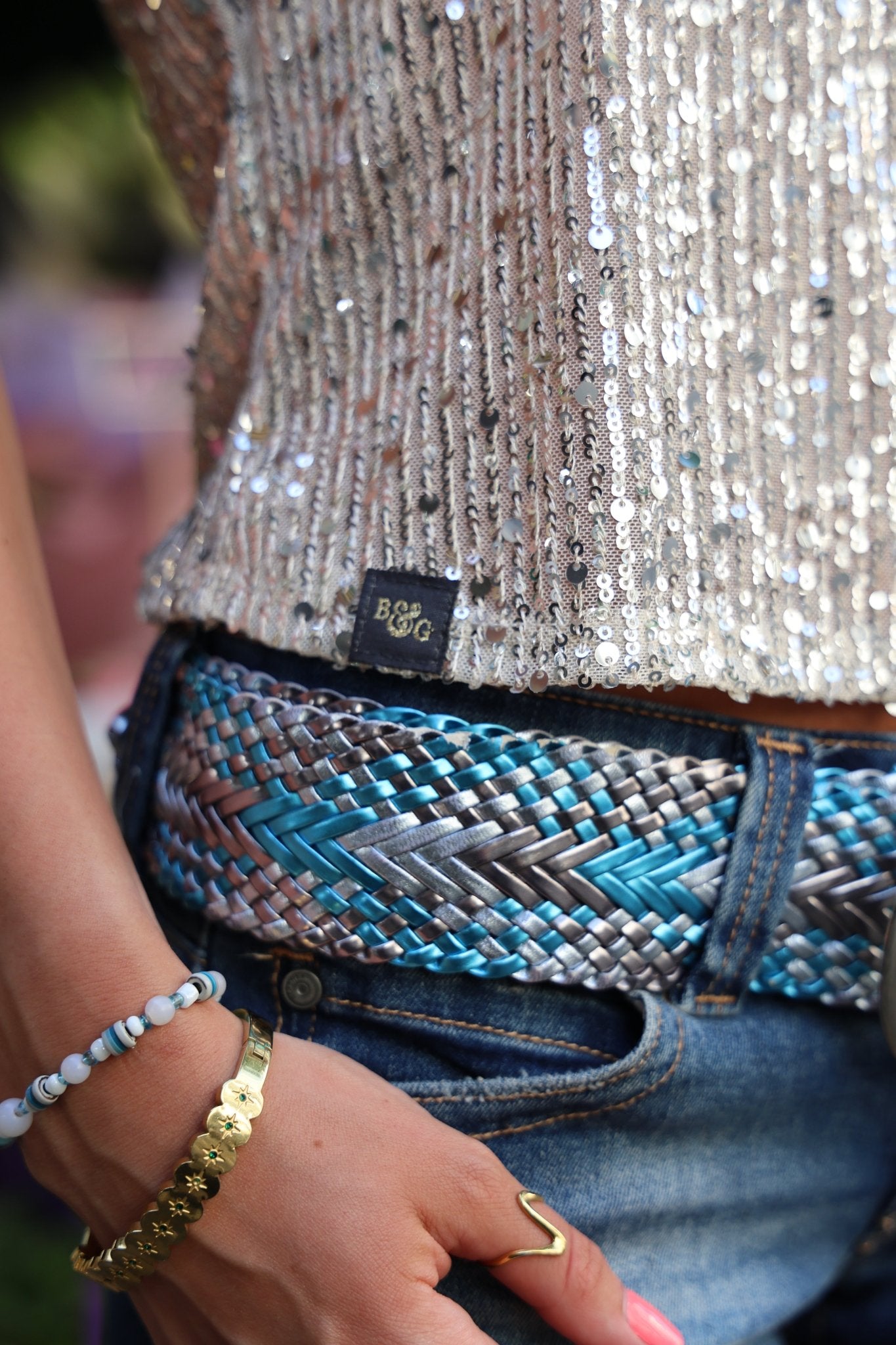 Rosa Sequin Vest Top - Champagne - Babble & Goose