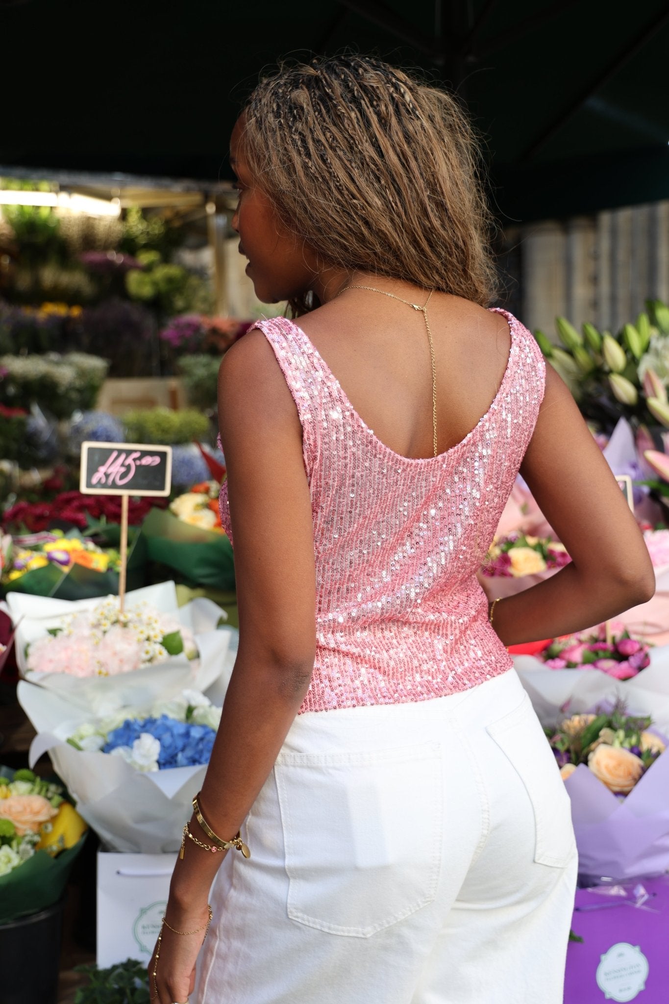 Rosa Sequin Vest Top - Pale Pink - Babble & Goose