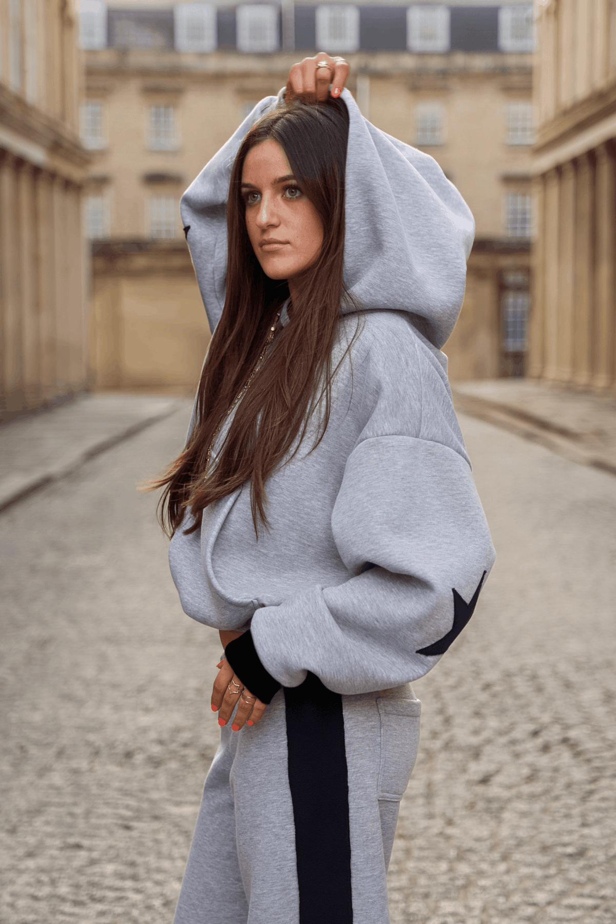 The Daisy Hoodie - Light Grey Melange & Dark Navy Jersey - Babble & Goose