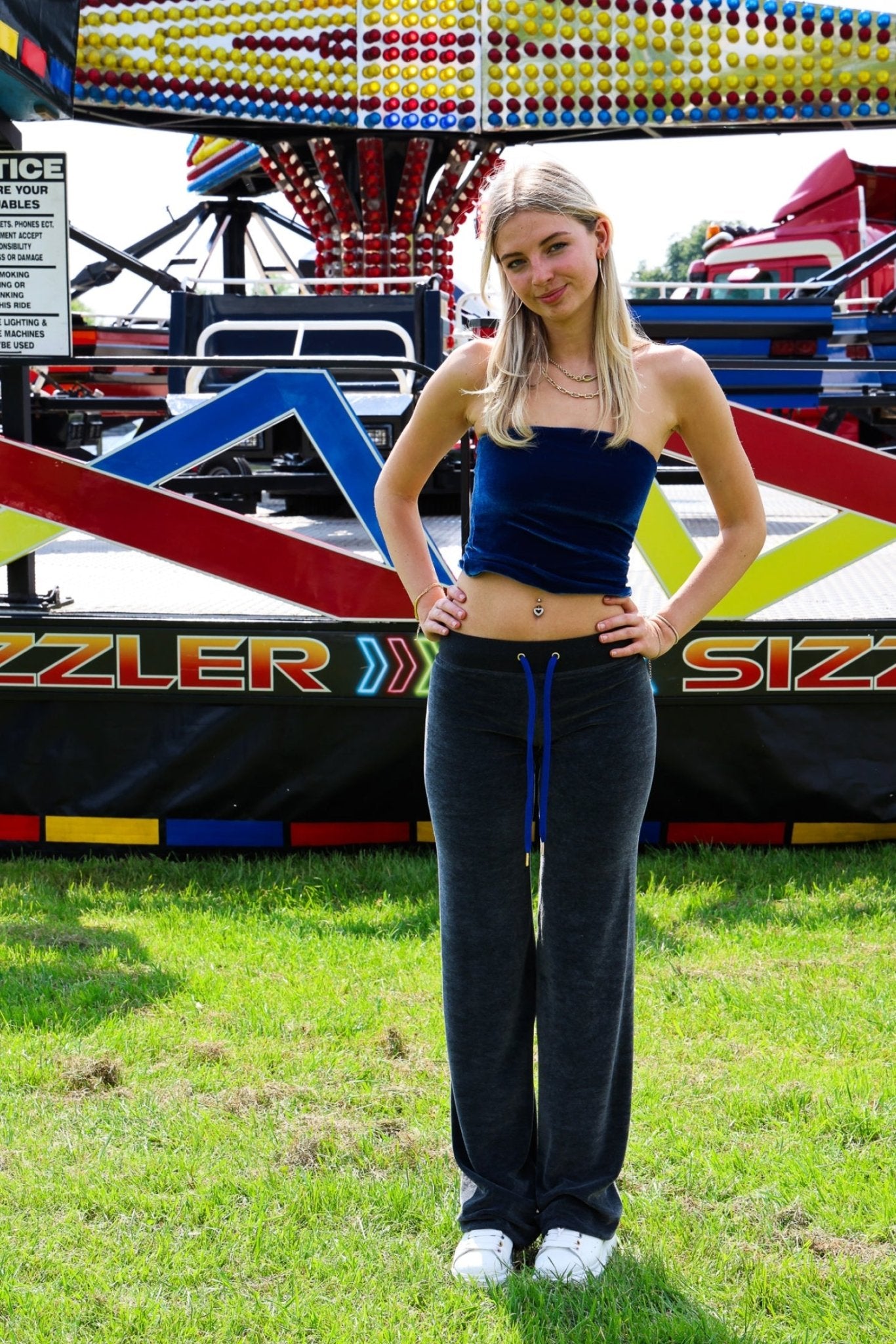 Velour Star Jogger Charcoal / Royal Blue - Babble & Goose