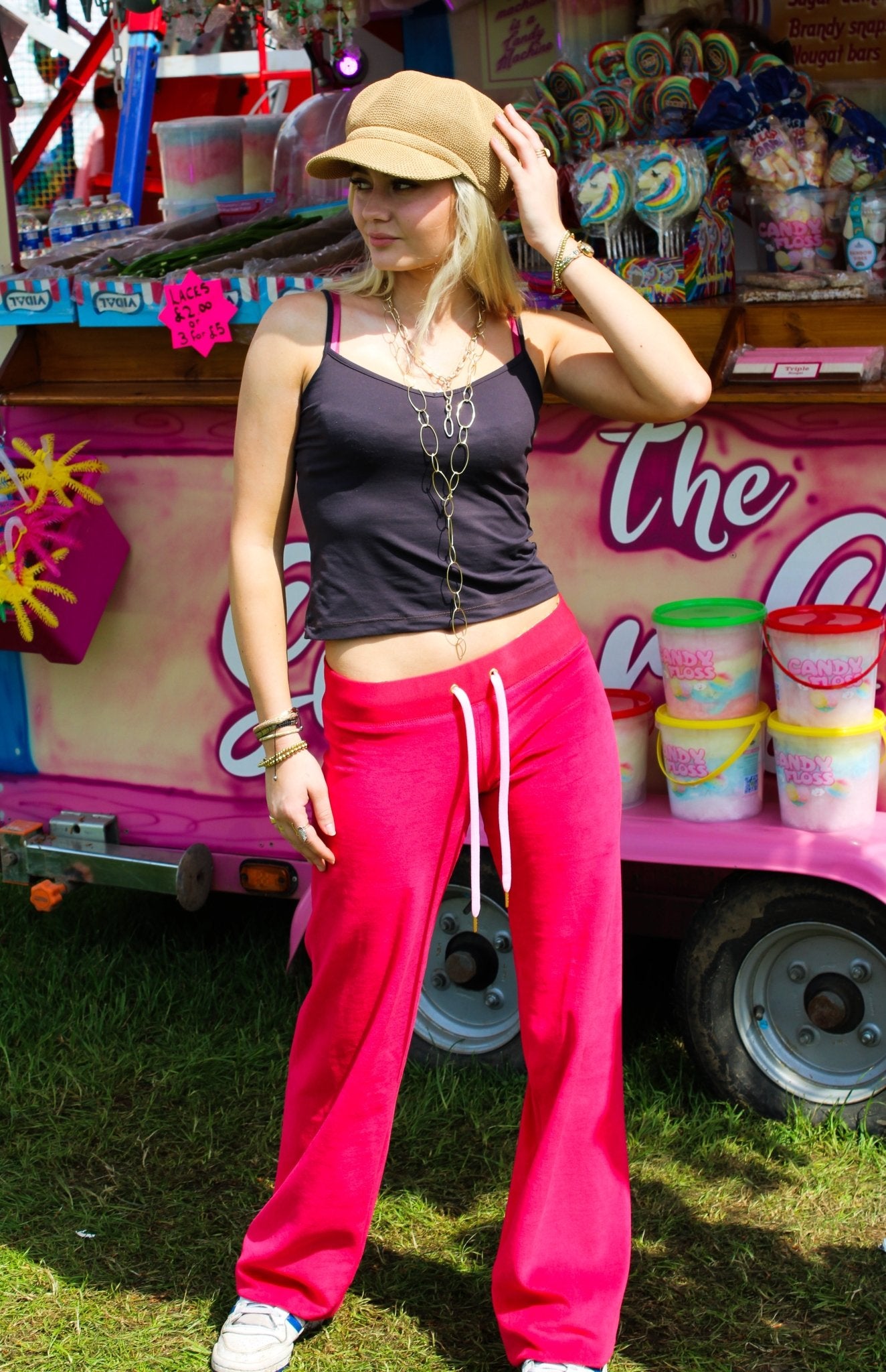 Velour Star Jogger Poppy / Pale Pink - Babble & Goose